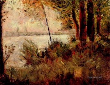 ジョルジュ・スーラ Painting - 草が茂った川岸 1881